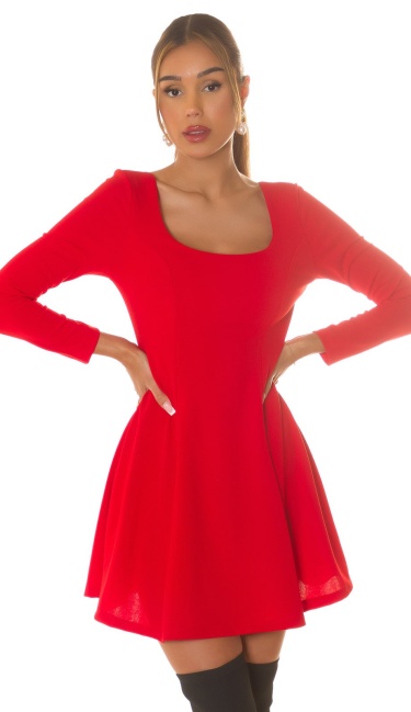 Dress with open back & bow Red